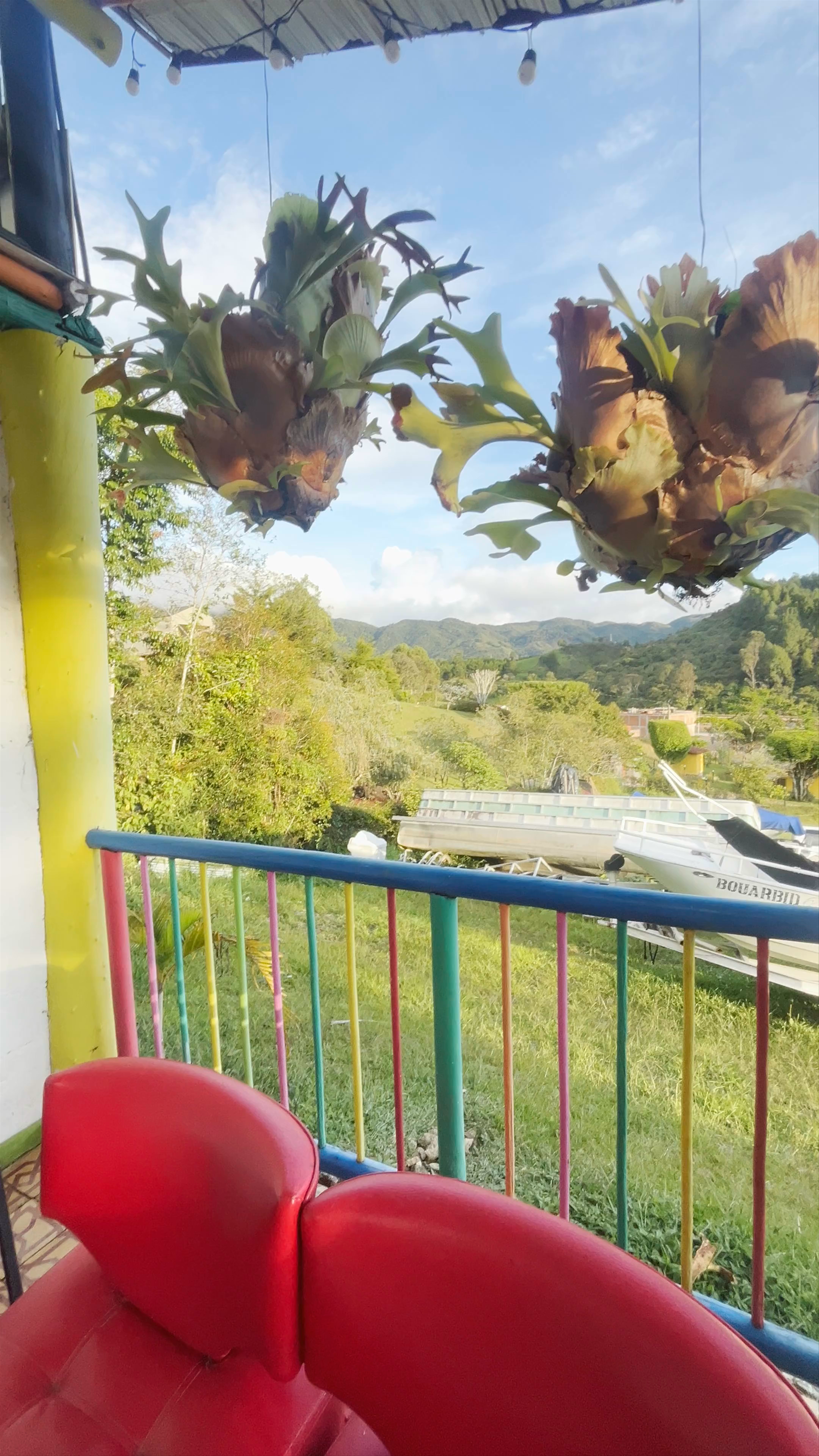 Colors Fantasy Hostel Balcony Panorama in Guatapé, Colombia