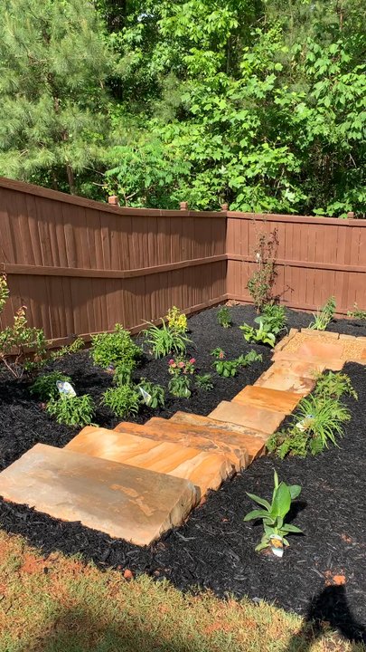 Outdoor Landscape Transformation - Beautiful planting with stepping stones!! - Landscape Architects or Designers Near Me - Doraville, Georgia