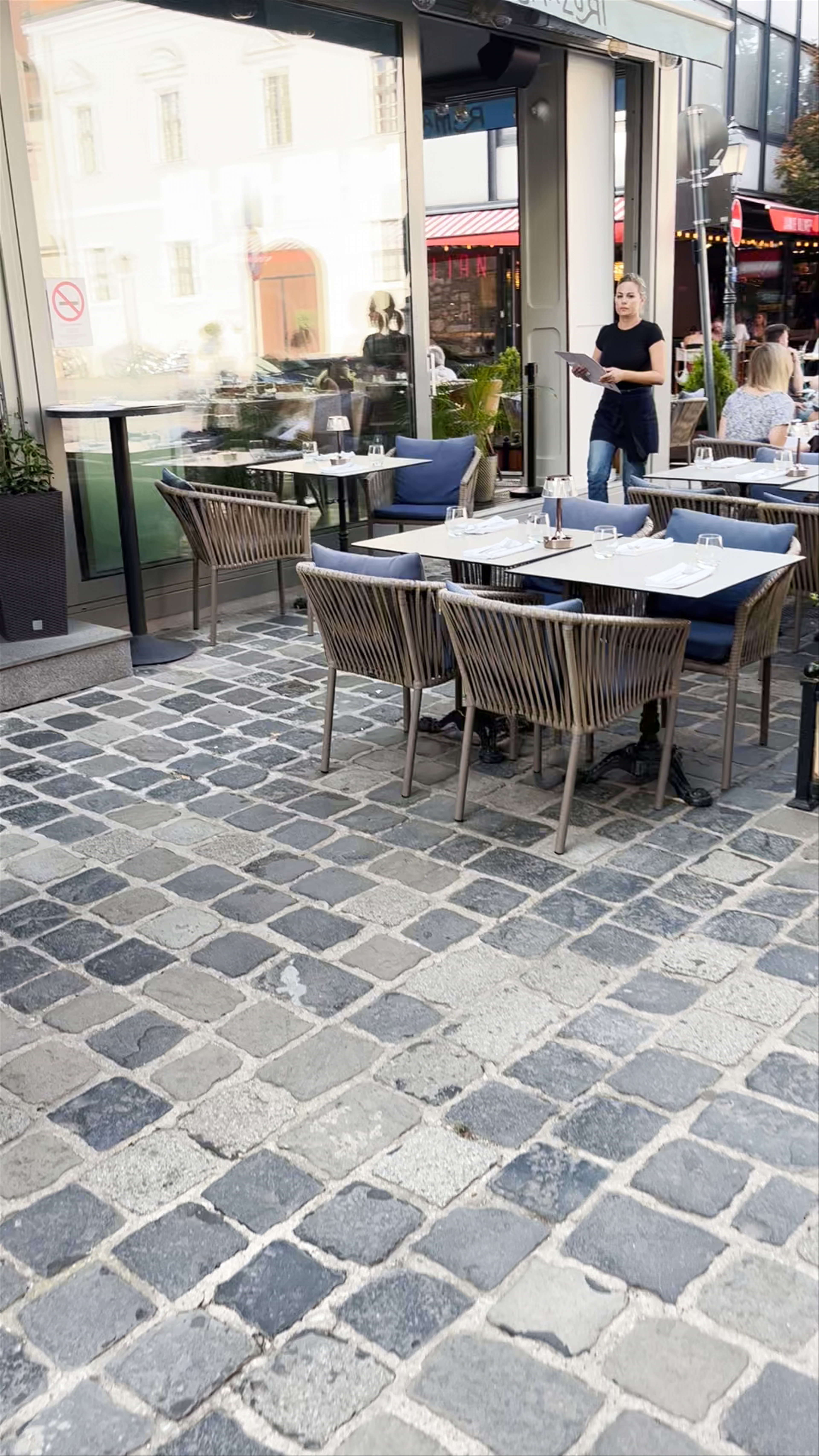 Charming Outdoor Café Scene near Equestrian Statue of Andras Hadik in Budapest