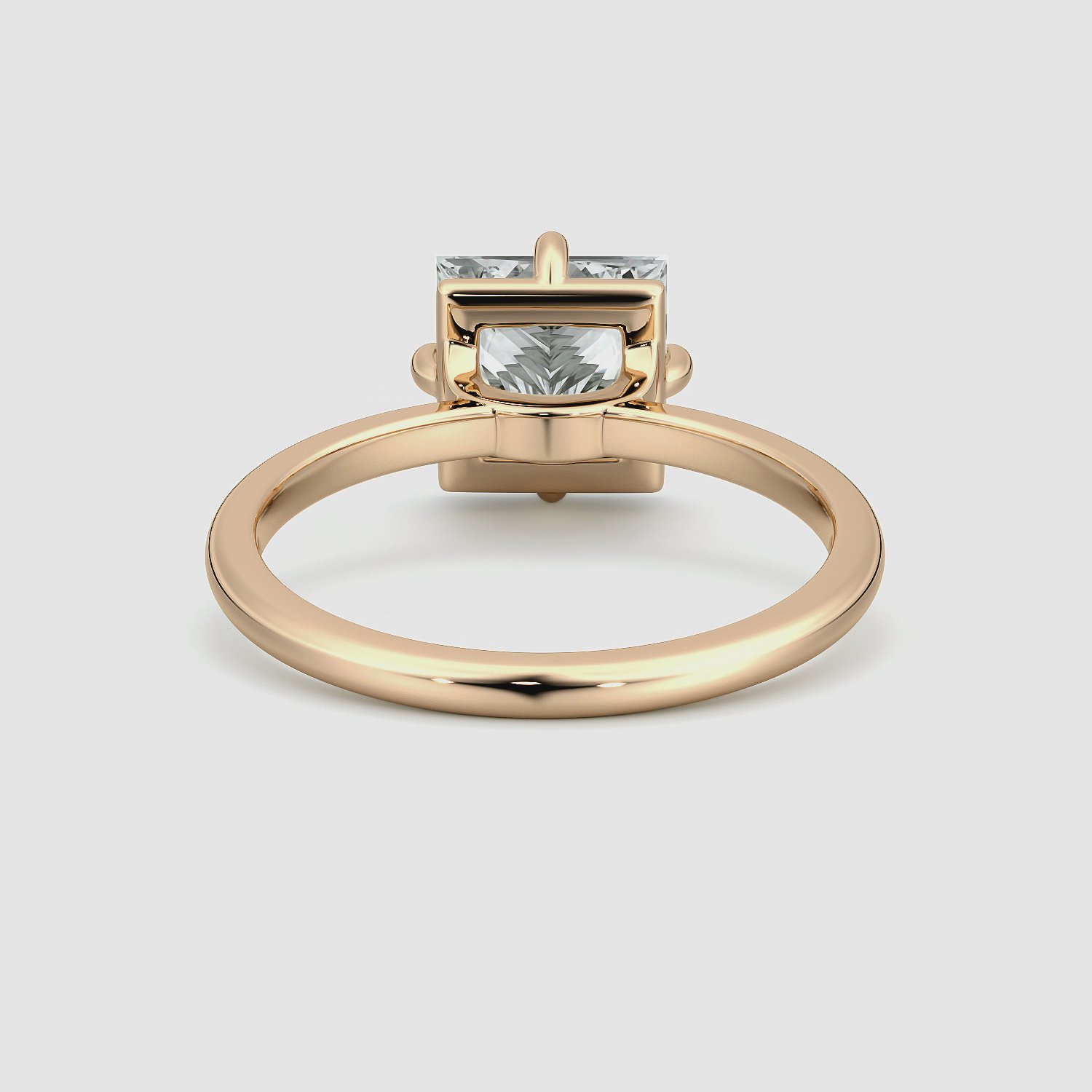 The Compass Solitaire | Princess | 14k | Rose Gold | bandAccent: Plain | diamondOrientation: vertical | caratWeight: other