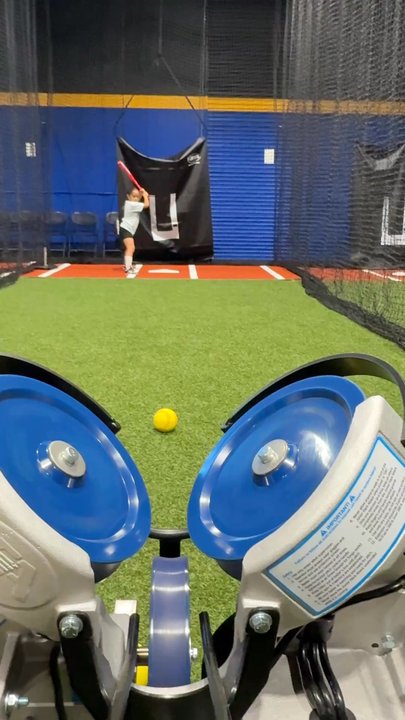 EDGE Athletics - Training with TruFlight softballs on the Jr. Hack Attack pitching machine. - Batting Cages Near Me - Chino, California