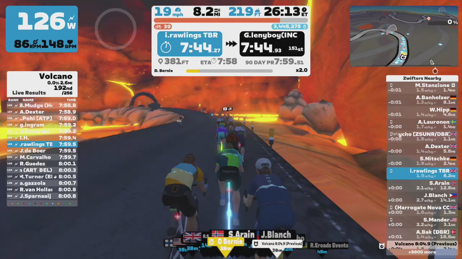 Zwift - Pacer Group Ride: Volcano Circuit in Watopia with Bernie