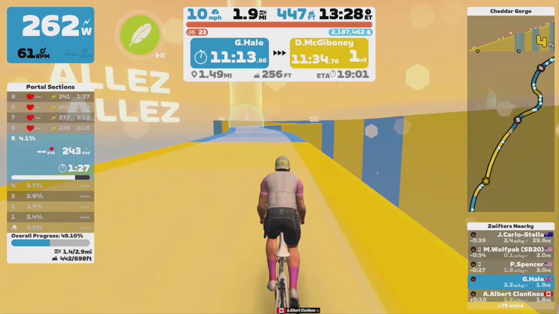 Zwift - Climb Portal: Cheddar Gorge at 125% Elevation in Watopia