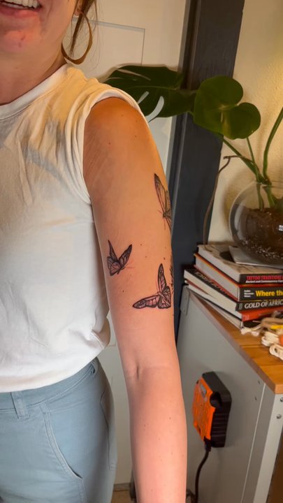 Tattoo 34 - Butterflies and Indian paint brush - Tattoo Near Me - Portland, Oregon