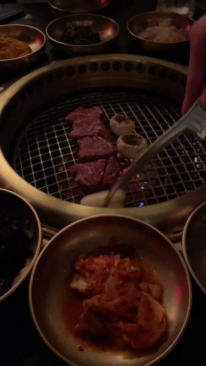 Atti - Meat being prepared for us - Korean Near Me - Brooklyn, New York