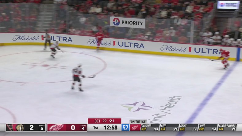 Axel Sandin-Pellikka with a power-play goal vs. Senators · Jan 18, 2026