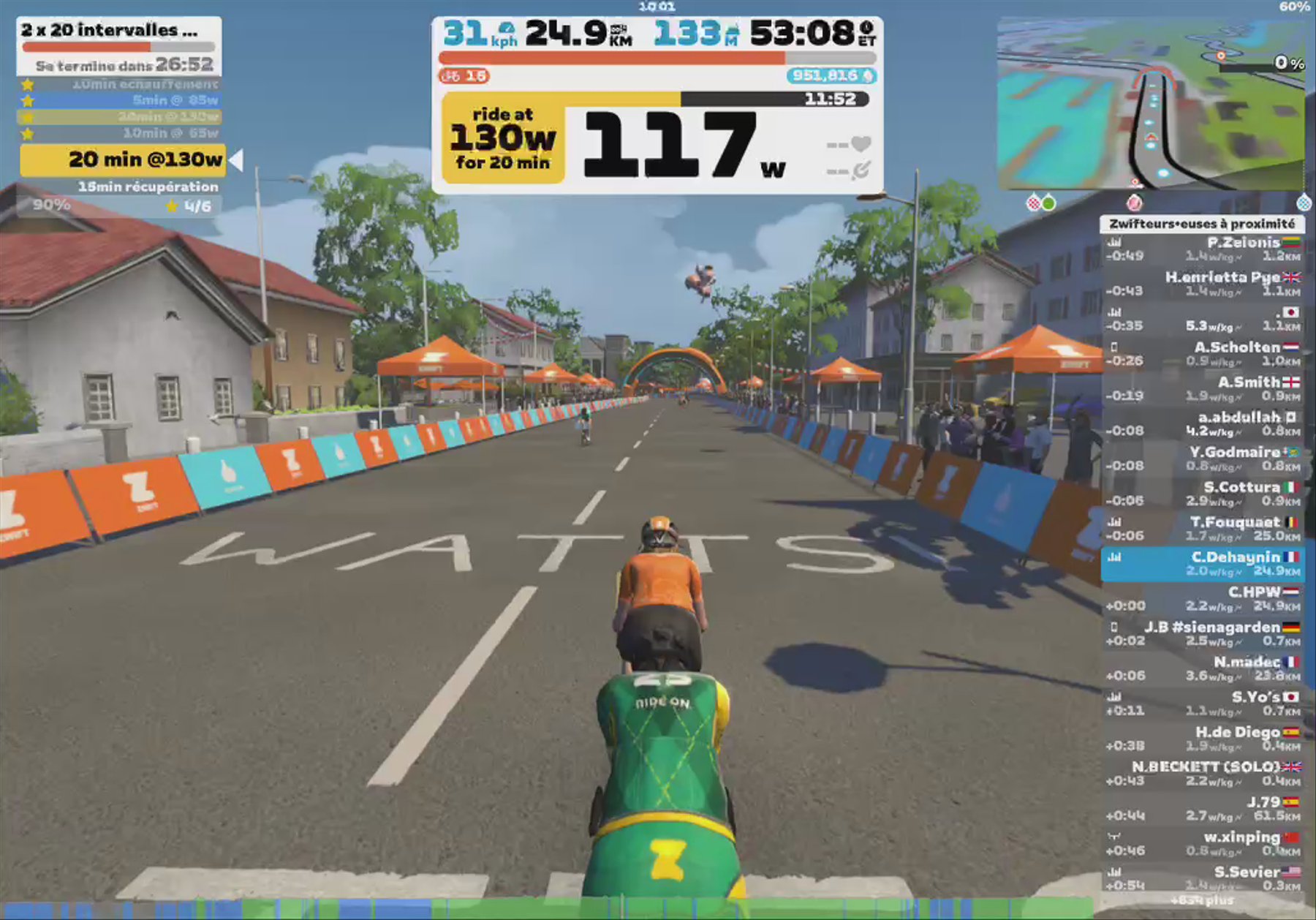 Zwift - 2x20 FTP Intervals in France