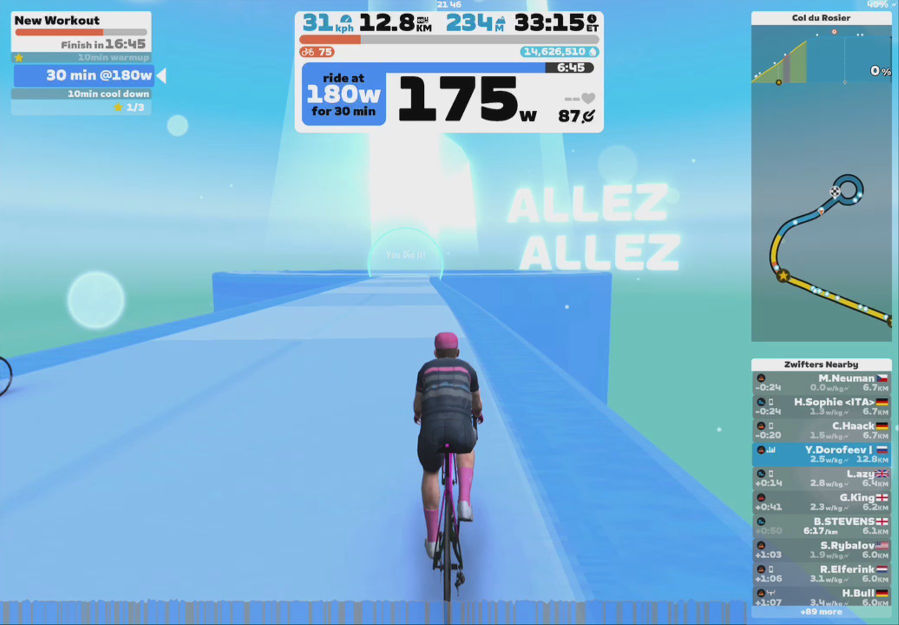 Zwift - New Workout on Col du Rosier in France