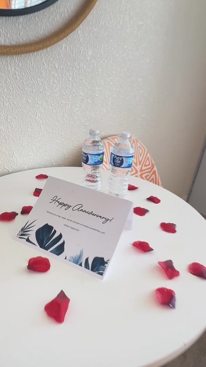 Bellwether Beach Resort - View from the 8th floor (RM 815) - Room decorated for our anniversary. Very cute!!! - Resorts Near Me - St. Pete Beach, Florida