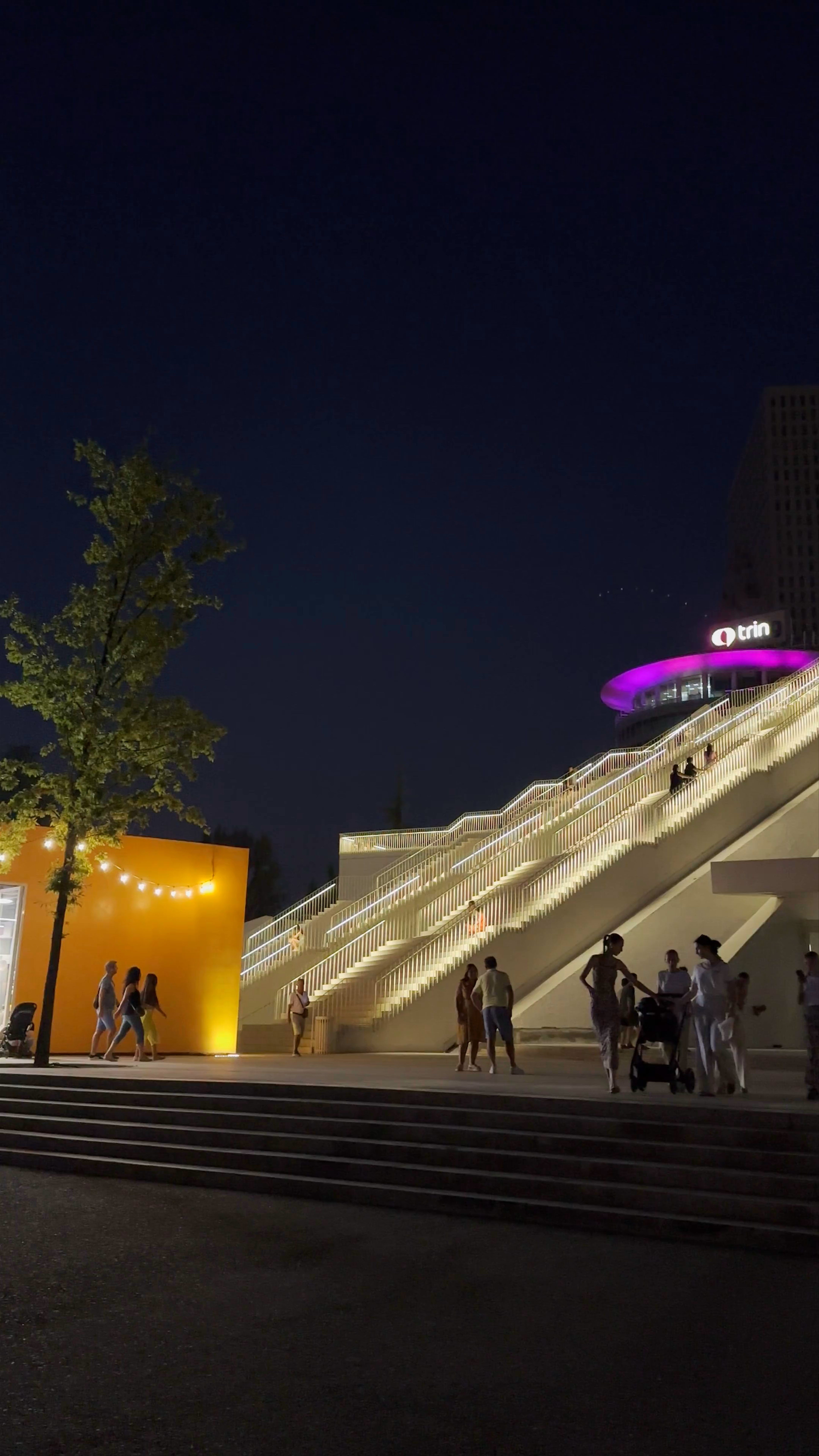 Pyramid of Tirana by Night: Illuminated Urban Landmark