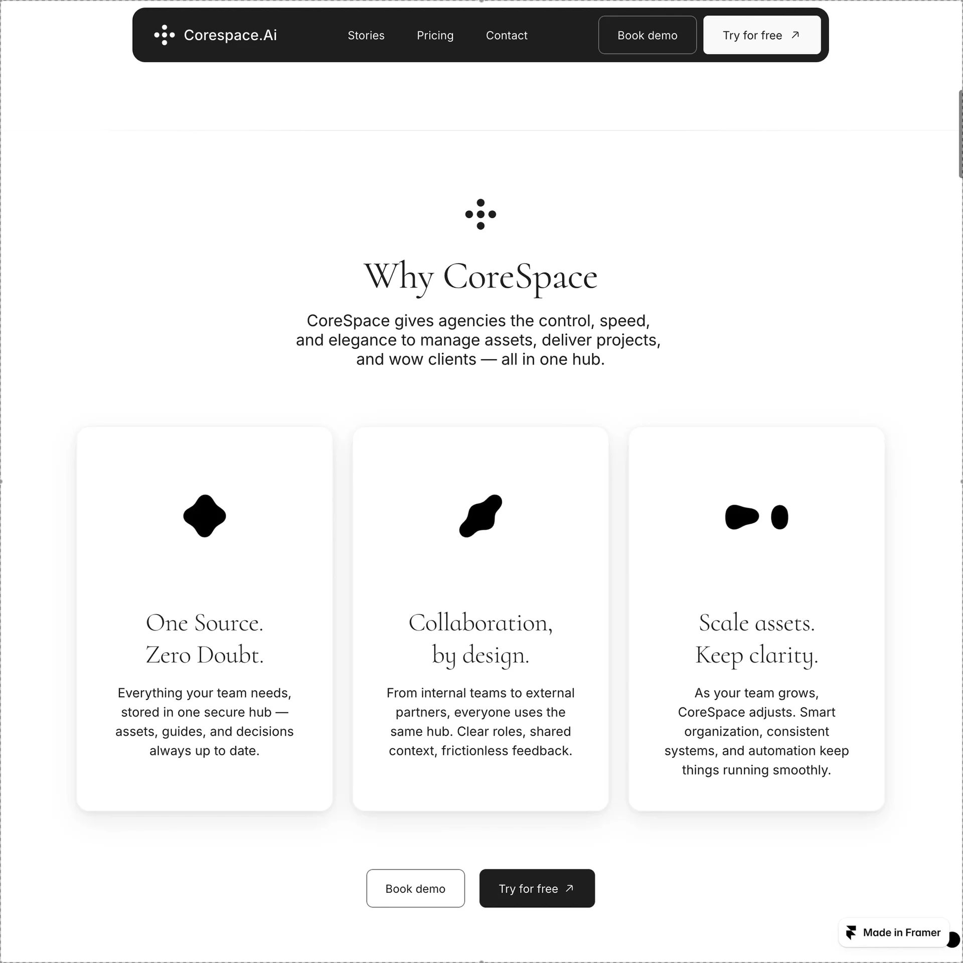 CORESPACE — Gooey EffectNot every interaction needs a functional purpose.Sometimes its job is simply to give the interface personality.For CORESPACE, this little gooey interaction breaks away from the rigidity you often see in SaaS design.Still restrained. Just a little less predictable.