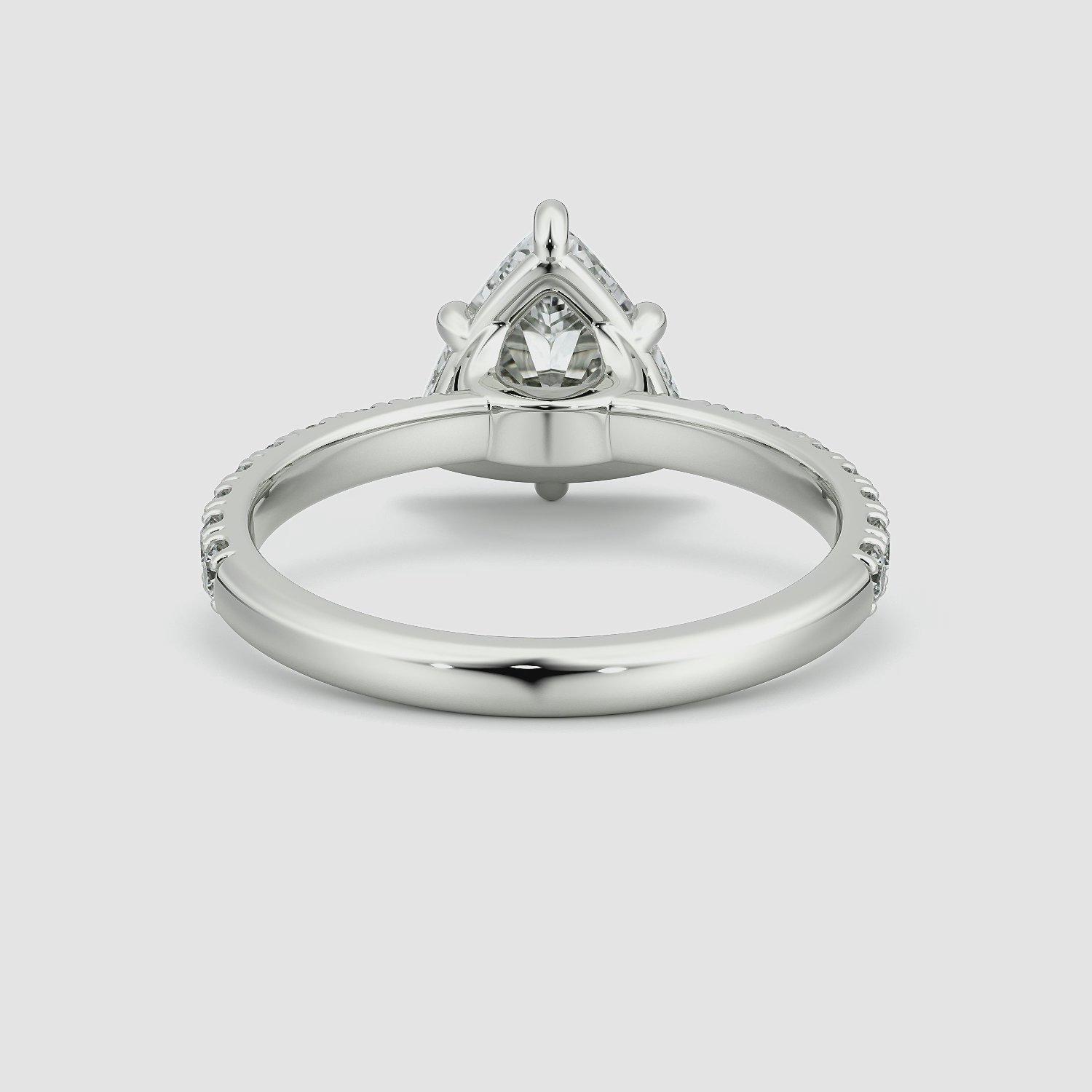 The Signature 6 Prong | Trillion | 18k | White Gold | bandAccent: Pavé | bandWidth: large | hiddenHalo: no | diamondOrientation: vertical | caratWeight: other