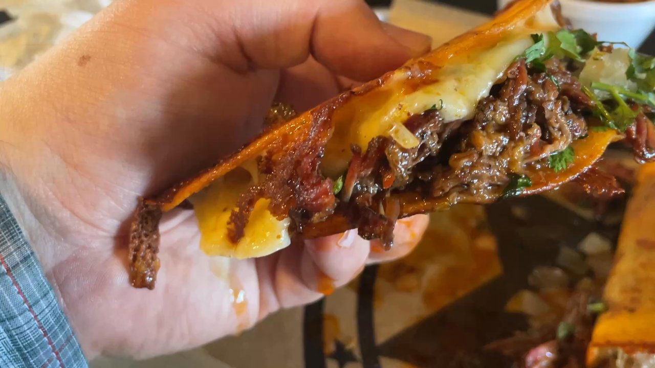 B-Daddy's BBQ - Me taunting you by hand modeling the amazing brisket birria taco. These come three to an order. - Barbeque Near Me - Helotes, Texas