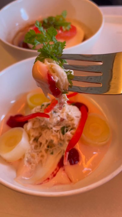 Finnair - Crab appetizer - Airlines Near Me - Seattle, Washington