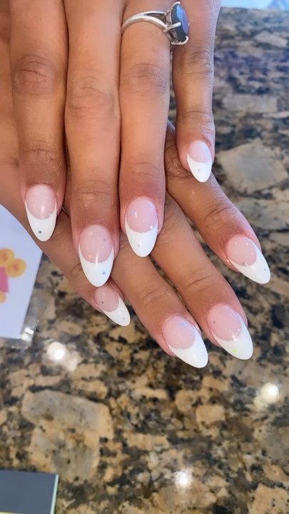 VIP Nails & Spa - Acrylic + gel polish + sequins glitter for a snag-free rhinestone look - Nail Salons Near Me - Chesapeake, Virginia