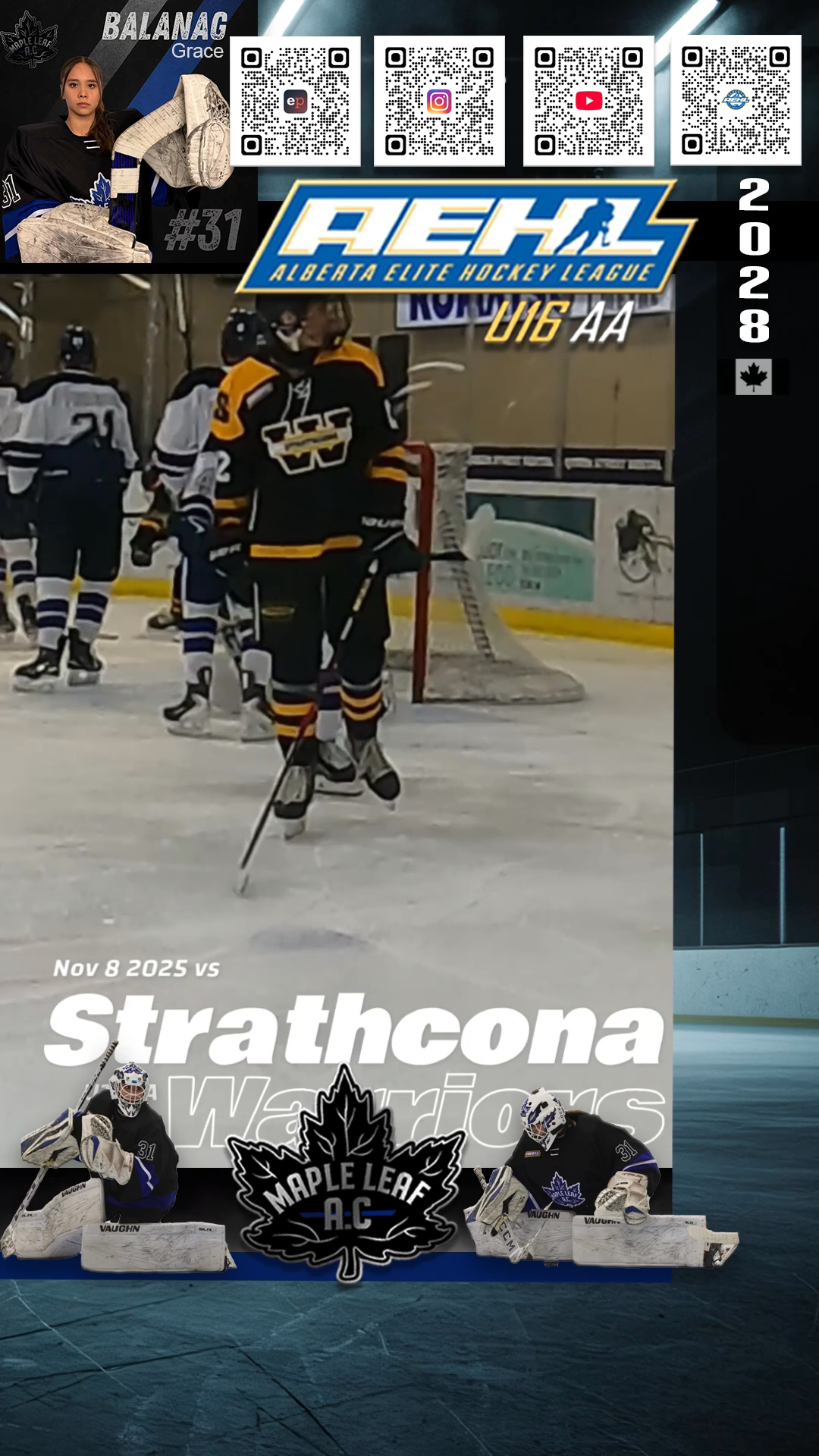 Grace Balanag's Spectacular Saves vs Strathcona Warriors Nov 8/25 | MLAC U16 AA