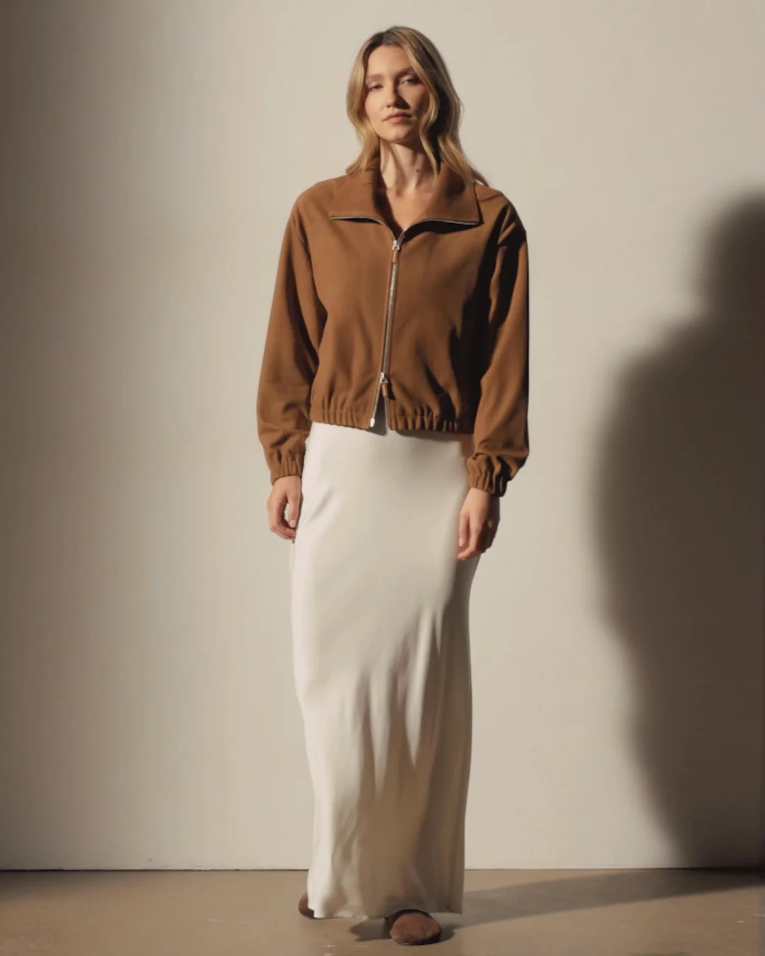 Perforated Suede Blouson Jacket - Gingerbread | James Perse Los