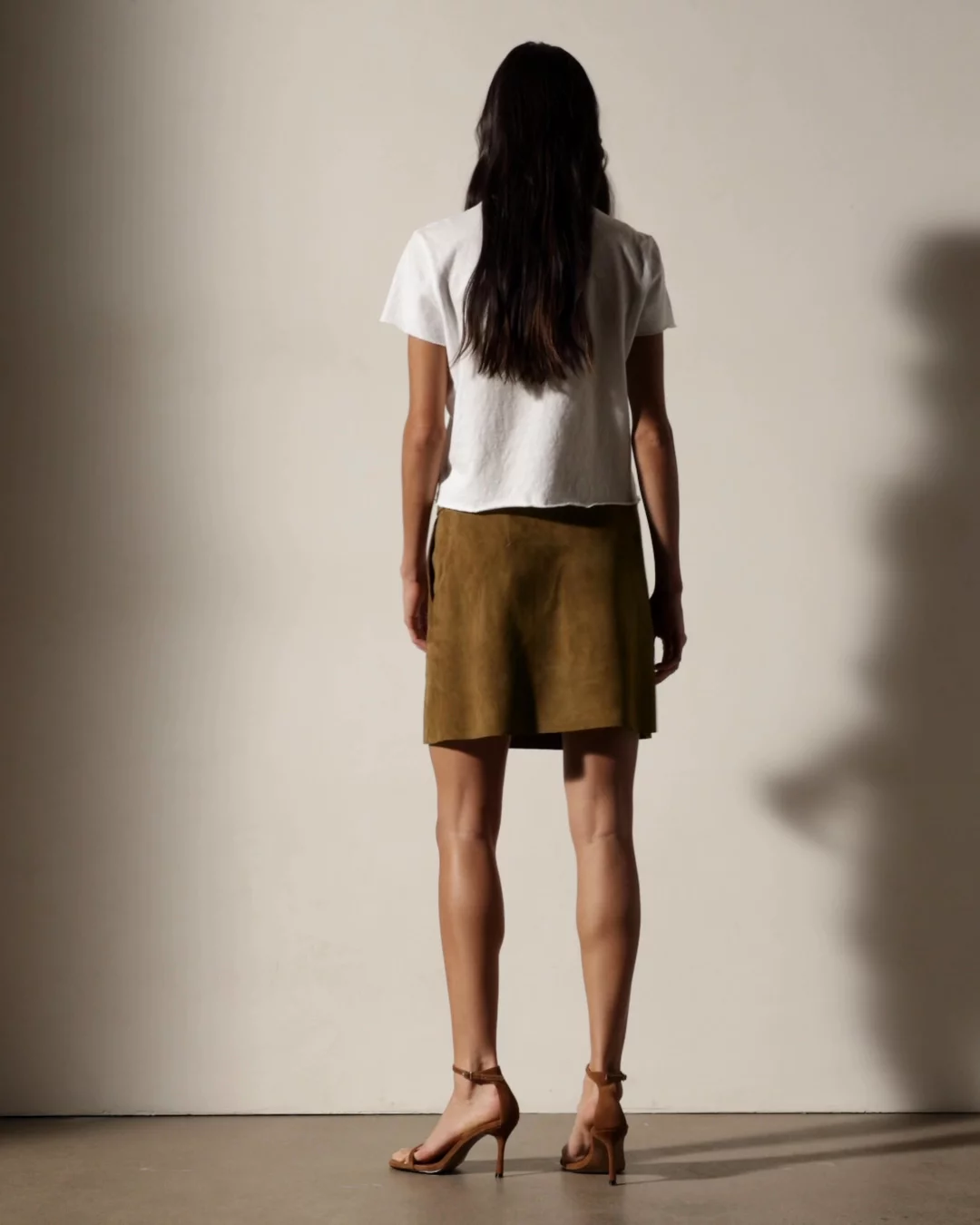 ☆マタタビ出品☆ 【JOSEMOON】PLEATS MINI SKIRT Wrap Front Suede Mini Skirt - Tabacco | James Perse Los Angeles