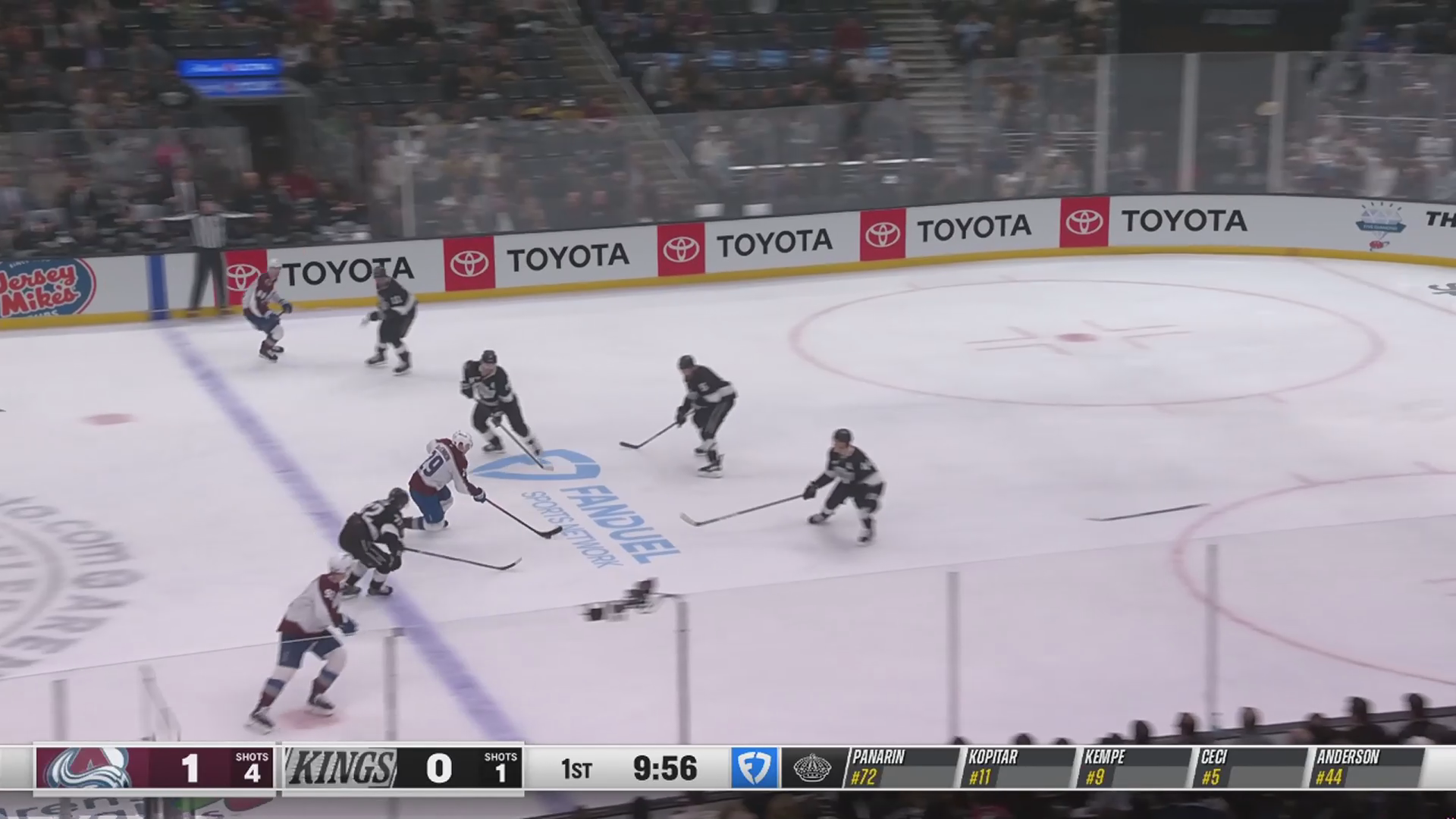 Landeskog scores and records three points vs. Los Angeles Kings · Mar 2, 2026