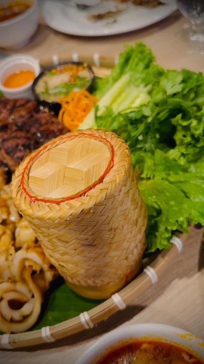 Sawasdee Thai Restaurant - Special Grilled Beef Steak, Pork Jowl & Squid Platter with Thai Sticky Rice - Thai Near Me - Vancouver, British Columbia