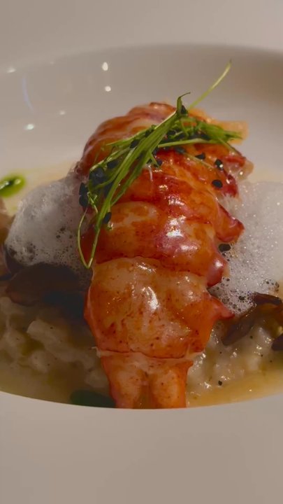 Mugen - Maine lobster poached in butter with a truffle nori risotto, mushrooms and a Parmesan foam - New American Near Me - Honolulu, Hawaii