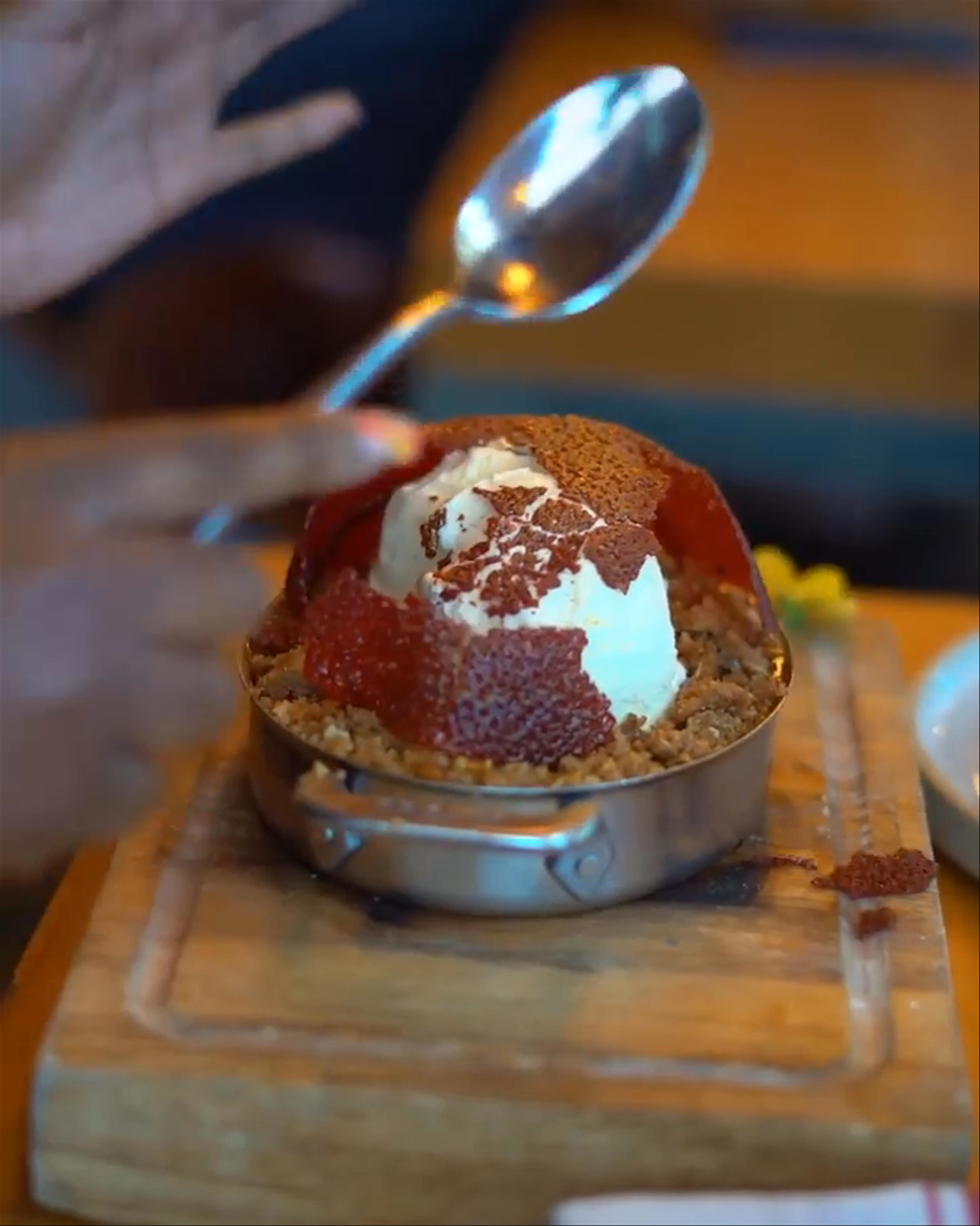 STRAWBERRY PEACH COBBLER dish at Yardbird Table and Bar in Los Angeles