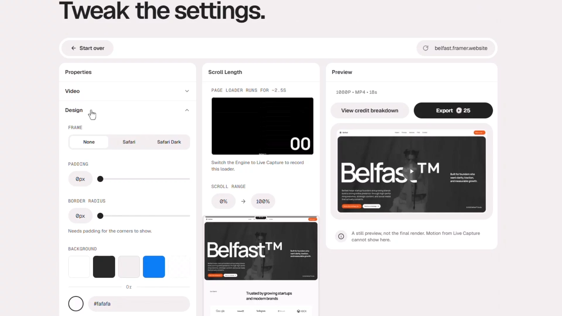 If you haven't tried websitescrollvideo.com yet, here's your sign Paste your site URL → Customize your scroll → Export a polished scrolling video in minutes  Try for free! 🚀 .Website used in the demo: Belfast template by @Hey I'm Ozenua
