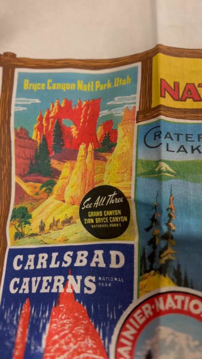 Therapy Stores - Vintage tea towel showcasing national parks - Women's Clothing Near Me - Campbell, California