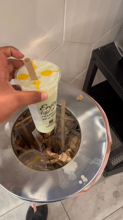Teaspoon - Trashing whole drink. Waste of $6 additional tip - Bubble Tea Near Me - Redwood City, California