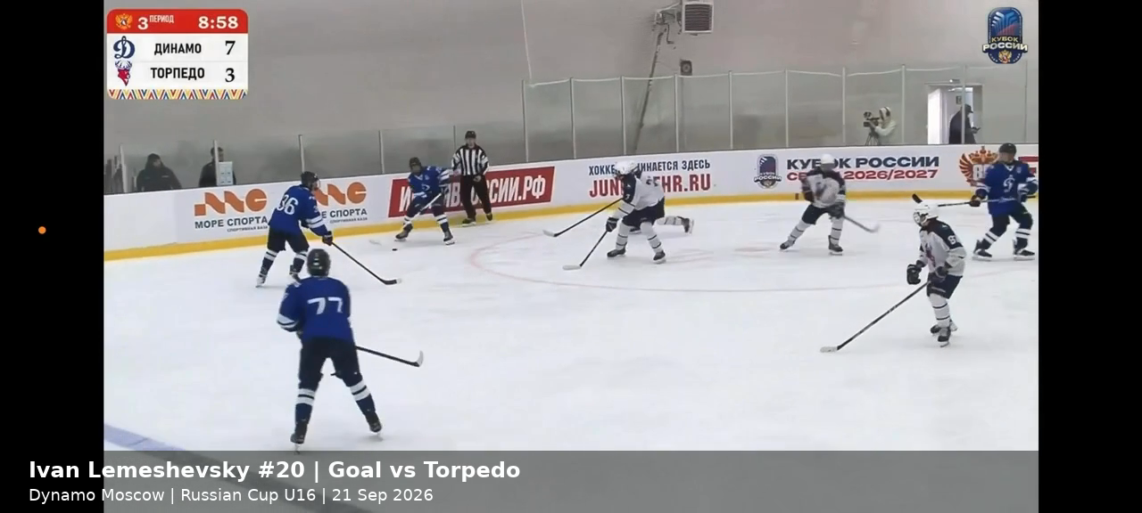 Ivan Lemeshevsky #20 — Full Shift Ending in Goal vs Torpedo | Russian Cup U16