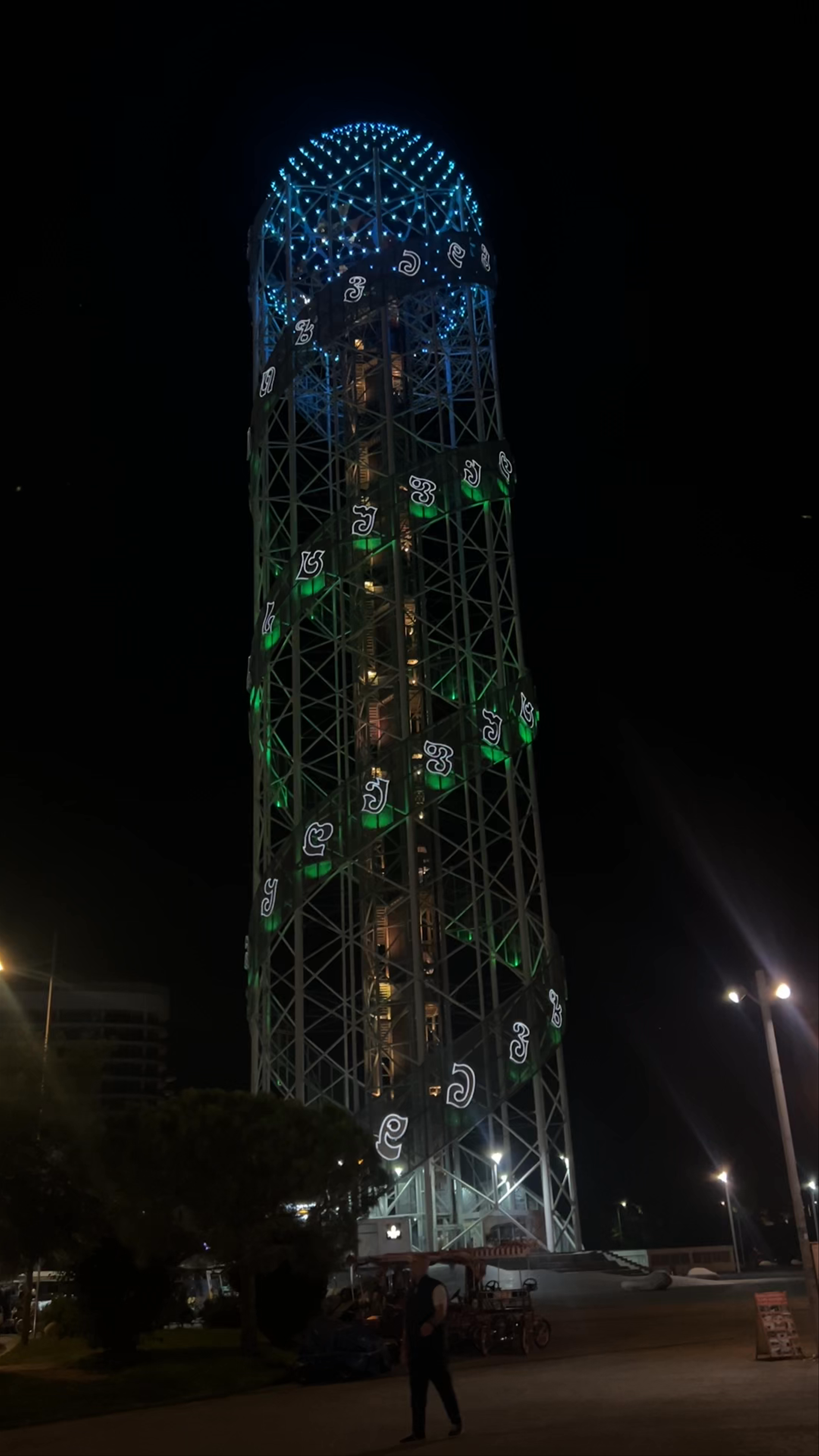 Night Lights at Alphabetic Tower in Batumi, Georgia