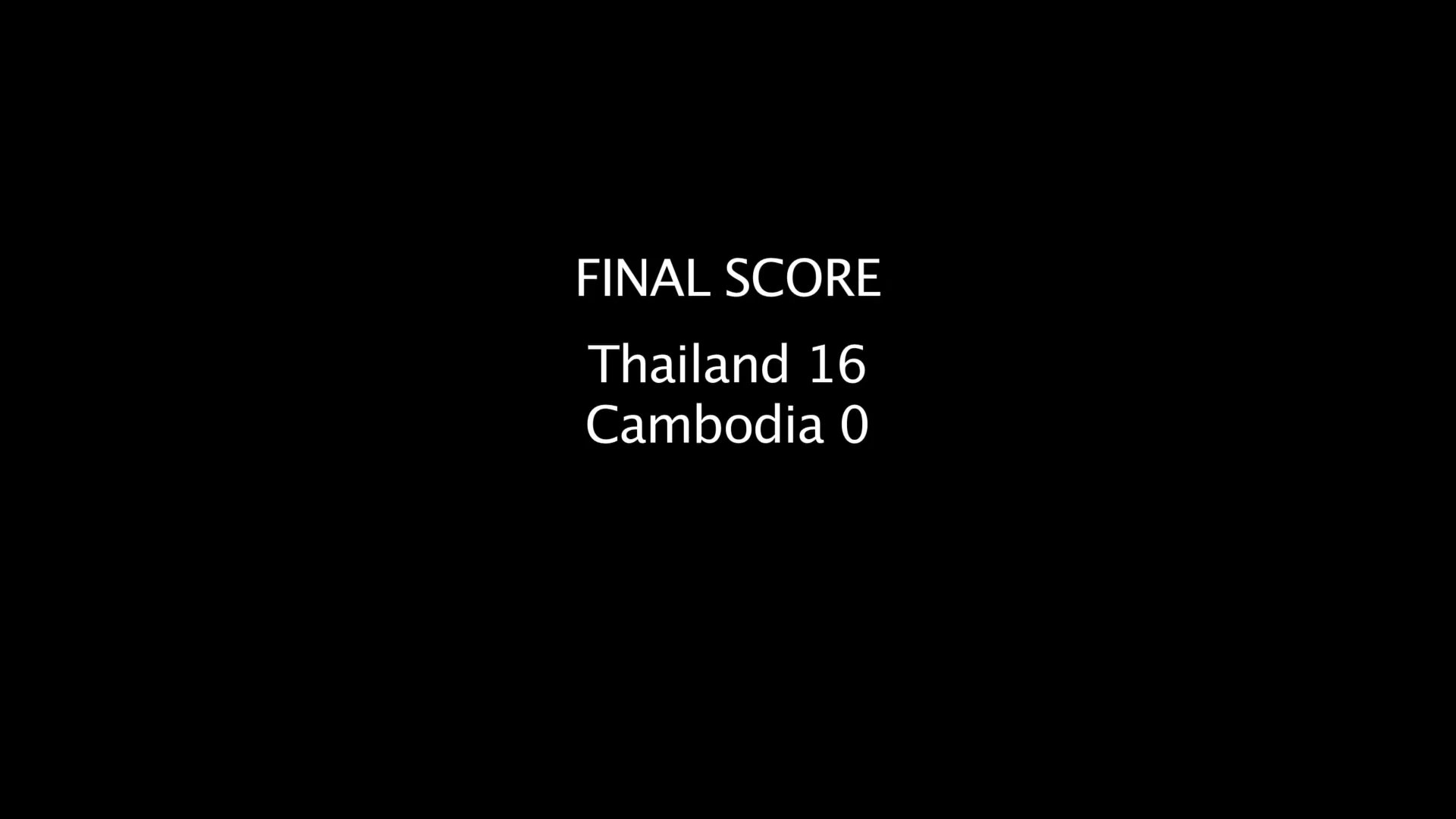 Thailand defeats Cambodia in a baseball game, concluding with a final score of 16-0 as the team convenes in the locker room for post-game instruction.