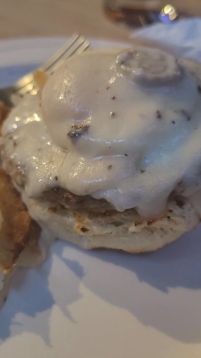Cornerstone Cafe & Bar - Country Benedict was delicious! Their country gravy has chunks of sausage links in it! - American Near Me - Sacramento, California