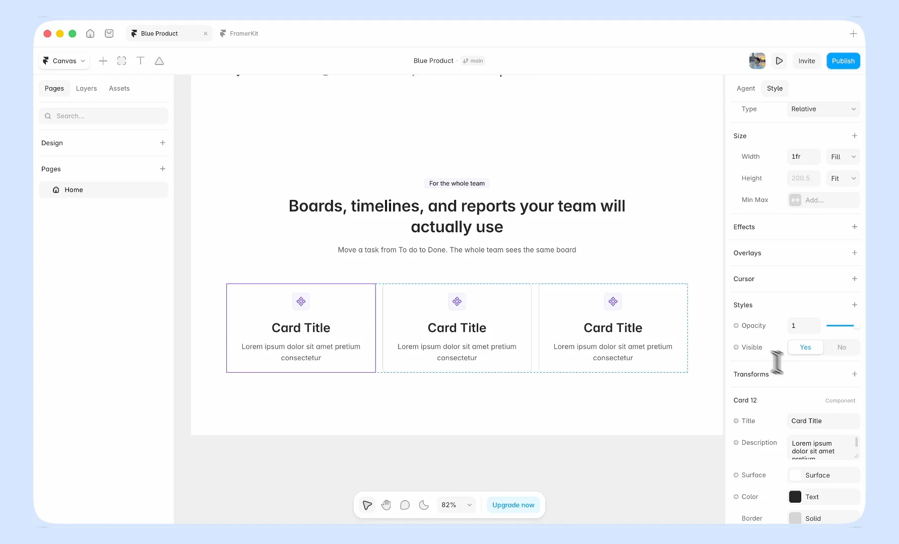 🗂️ FeaturesFourth lesson on the Flowbit pageNavbar, hero, and the logo row were already there. Today I added a feature section underneath and filled the three cards: Boards, Timelines, and Reports