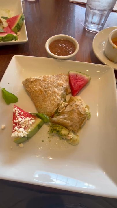 Cafe Pasqual's - Shared Pablo's Quesadilla - Vegetarian Near Me - Santa Fe, New Mexico