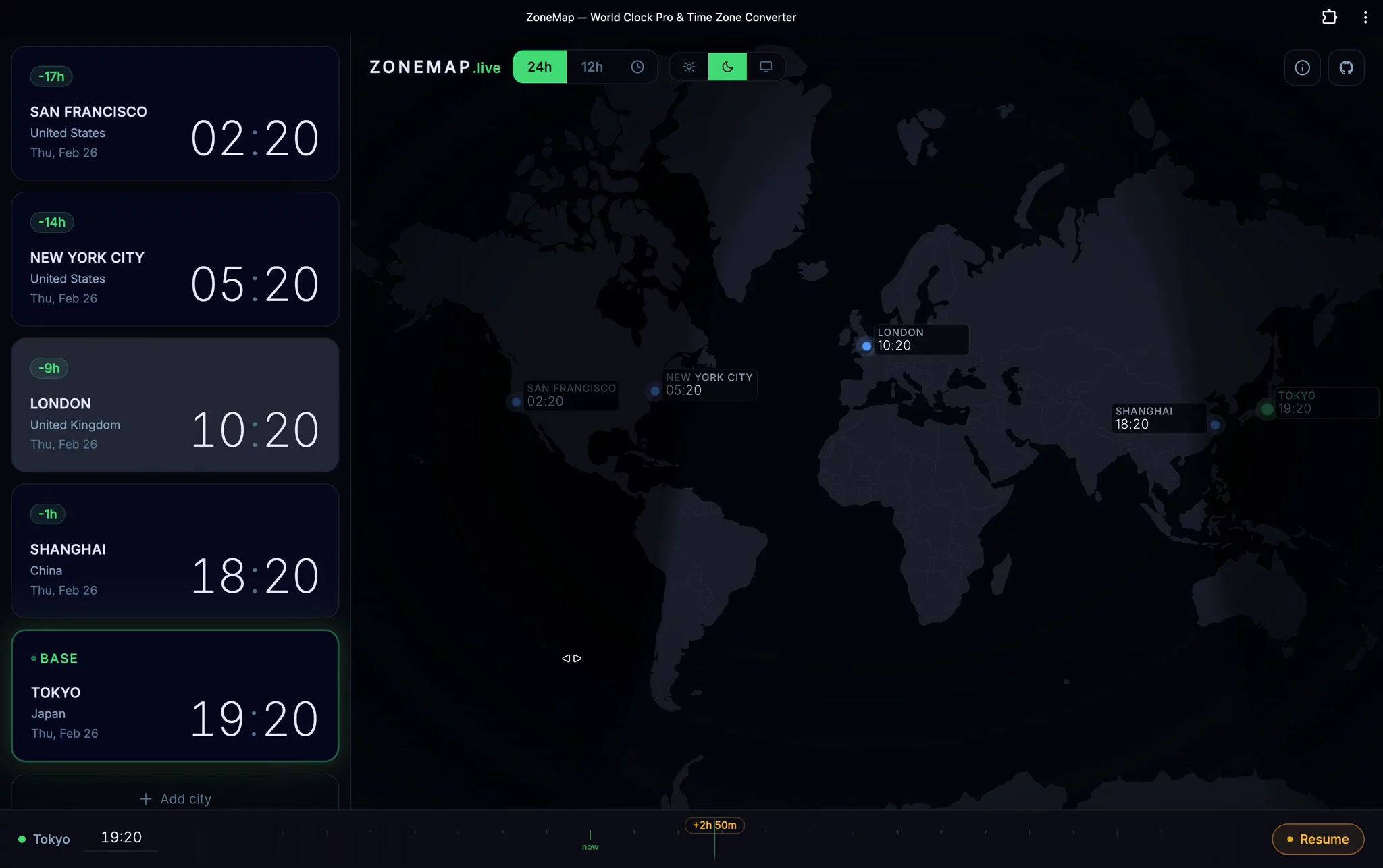 ZoneMap - World Clock and Time Zone Converter image 1