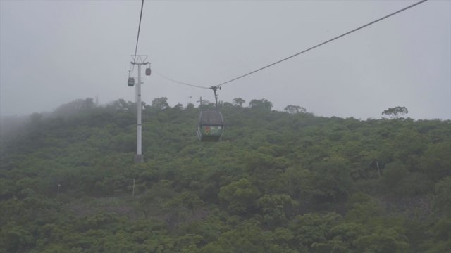 Cableway and forest in the mountains