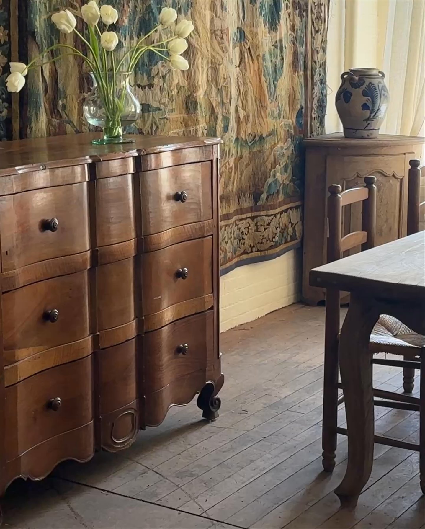 Antique Curved Cherry Dresser