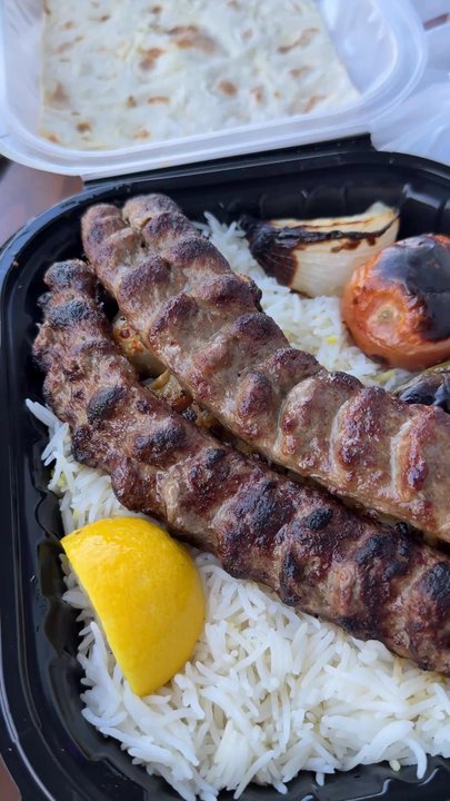 Aiden's Grill - Beef Koobideh Plate  two skewers - Persian/Iranian Near Me - Glendale, California