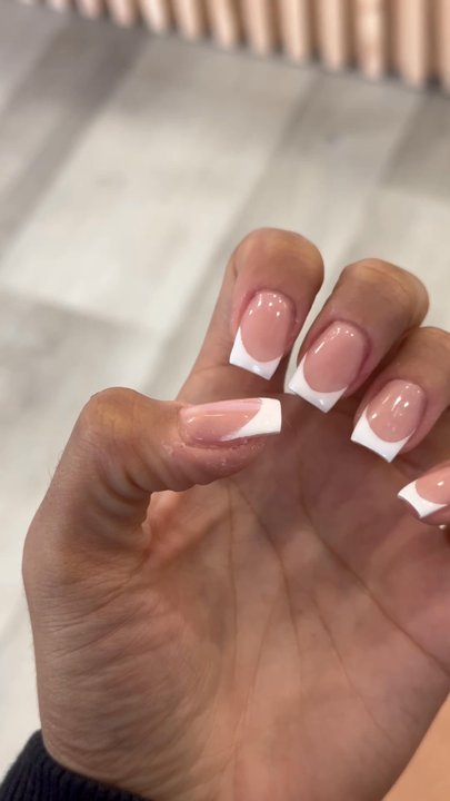 K3 Nails And Spa - Left over cuticle, uneven french tips - Nail Salons Near Me - Milpitas, California