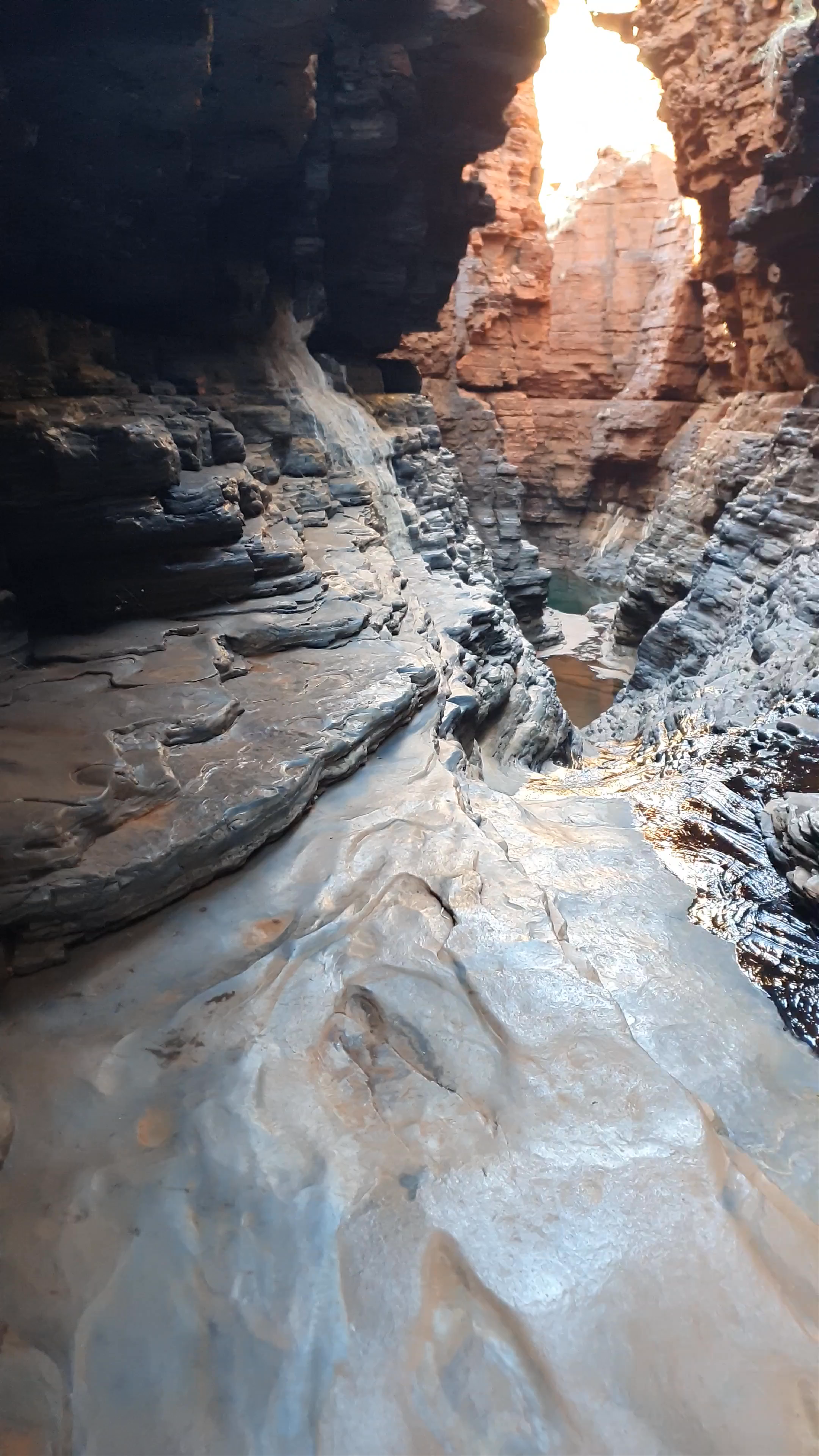 Exploring Kermits Pool in Karijini National Park, Western Australia