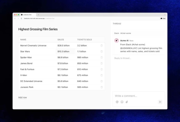 Triggering an AI change from Liveblocks comments