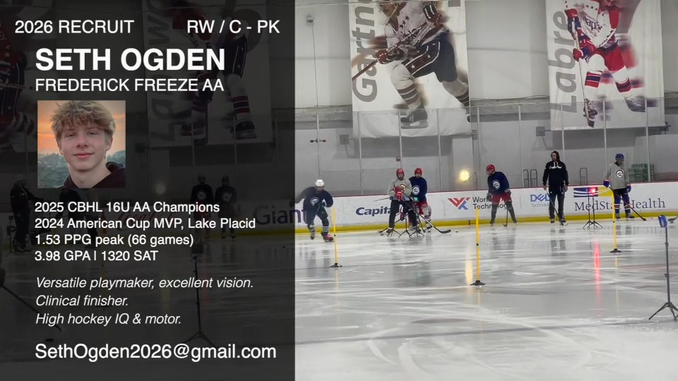 Seth Ogden - 2026 Ice Hockey Recruit | Finishing Ability