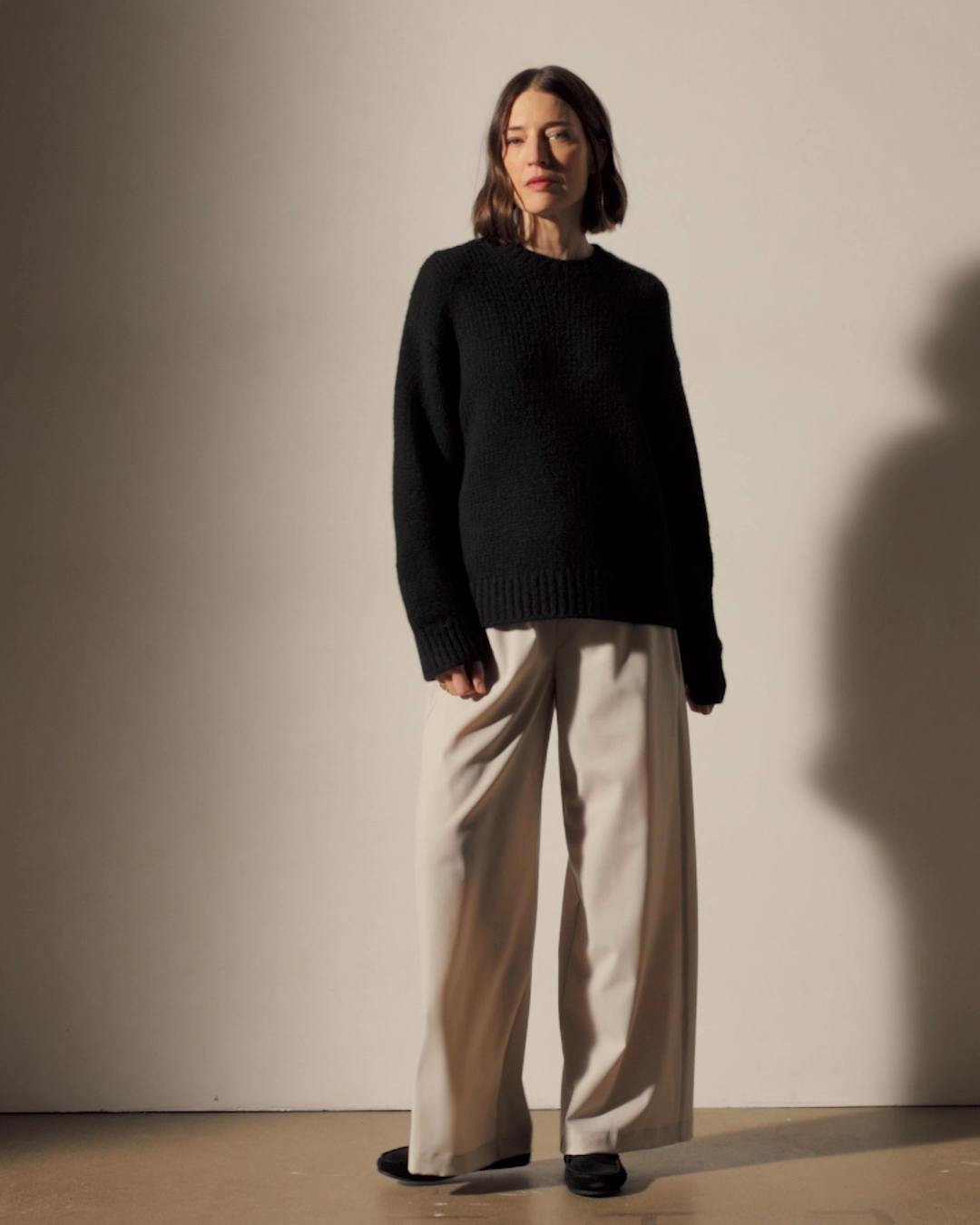 Textured Cashmere Sweater - Black | James Perse Los Angeles