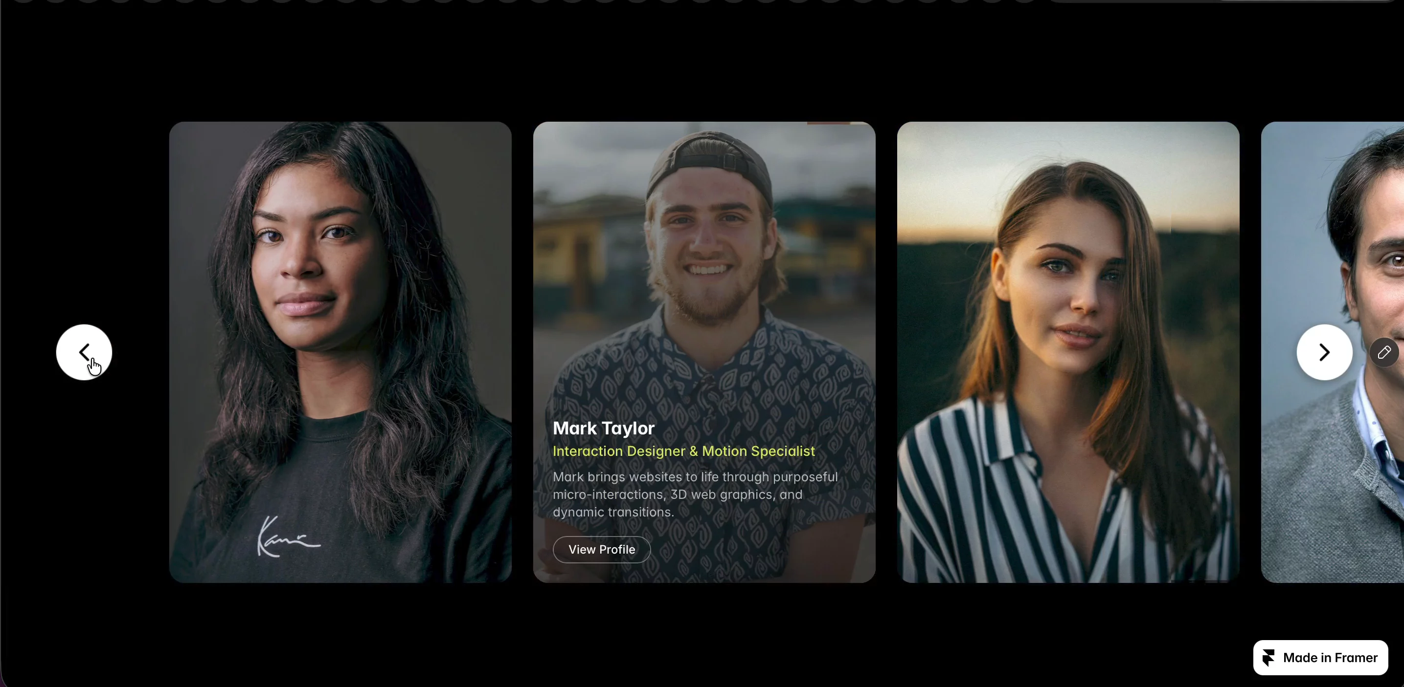 100% Native Custom Made (Zero Code), Split Reveal Carousel turns a simple image slider into a moment of surprise. Each card's image is divided into five equal parts, and on reveal, every strip glides from bottom to top with its own delay — creating a fluid, cascading motion instead of a flat cut. Underneath, your hidden content — text, a photo, a detail shot — comes into view.Features:5-part split image reveal with staggered delay animationSmooth bottom-to-top strip motionReveals hidden content behind each imageNext/previous navigation with auto-reset on outgoing cardsFully responsive across all breakpoints (desktop, tablet, mobile)Customize instantly using variables — no code requiredEasy to restyle — swap images, colors, and content in seconds