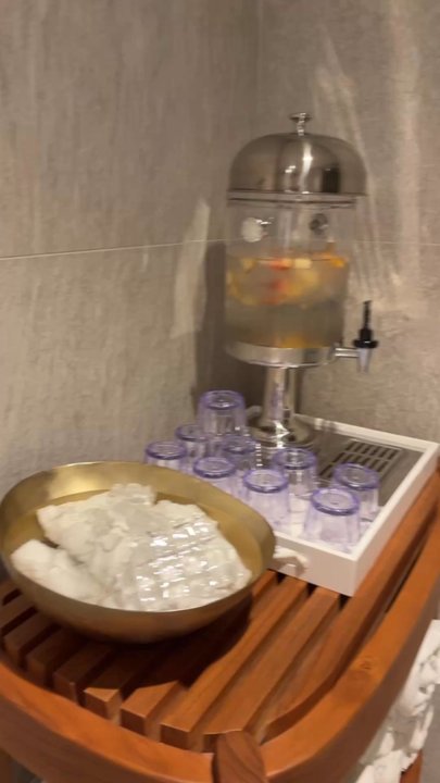 Stillwater Spa - Drinks in front of their steam room - Day Spas Near Me - Toronto, Ontario