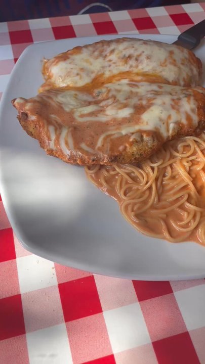 Aurelio's Pizza - Chicken Parmesan with angel hair and vodka sauce - Pizza Near Me - Addison, Illinois