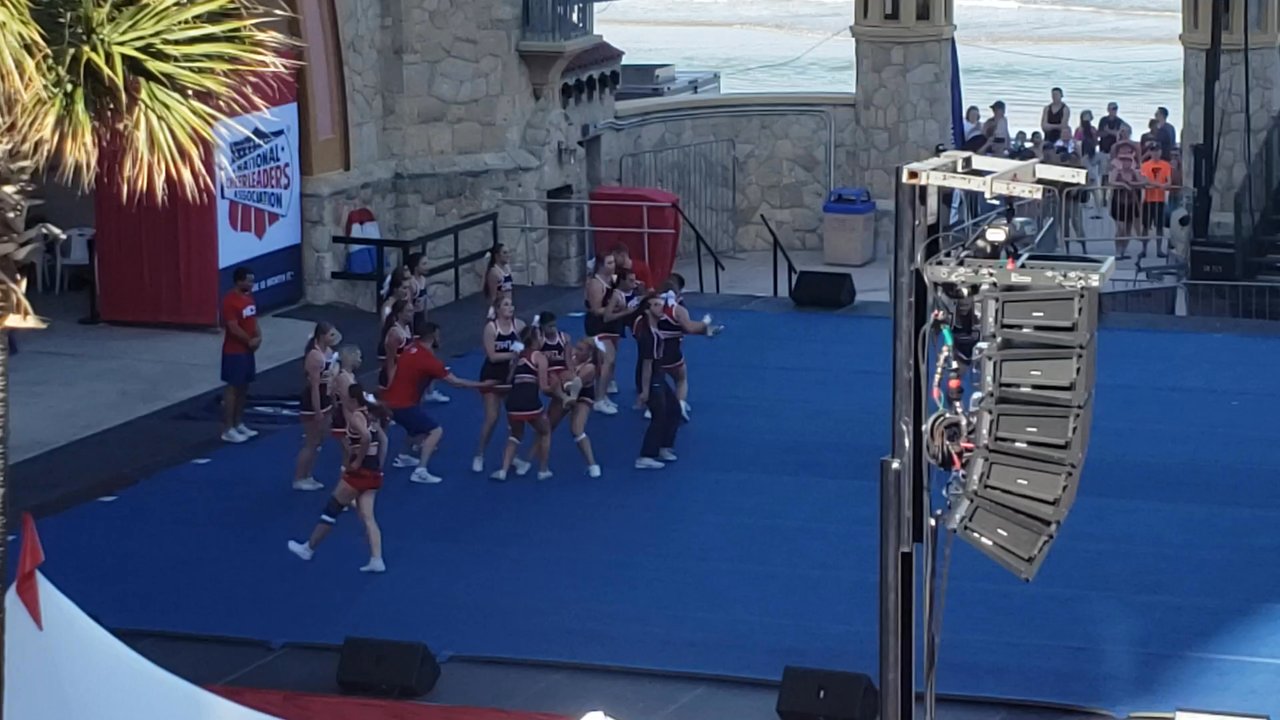 Ocean Walk Shoppes - View of college cheerleading competition from the Ocean Walk Shoppes area - Cinema Near Me - Daytona Beach, Florida