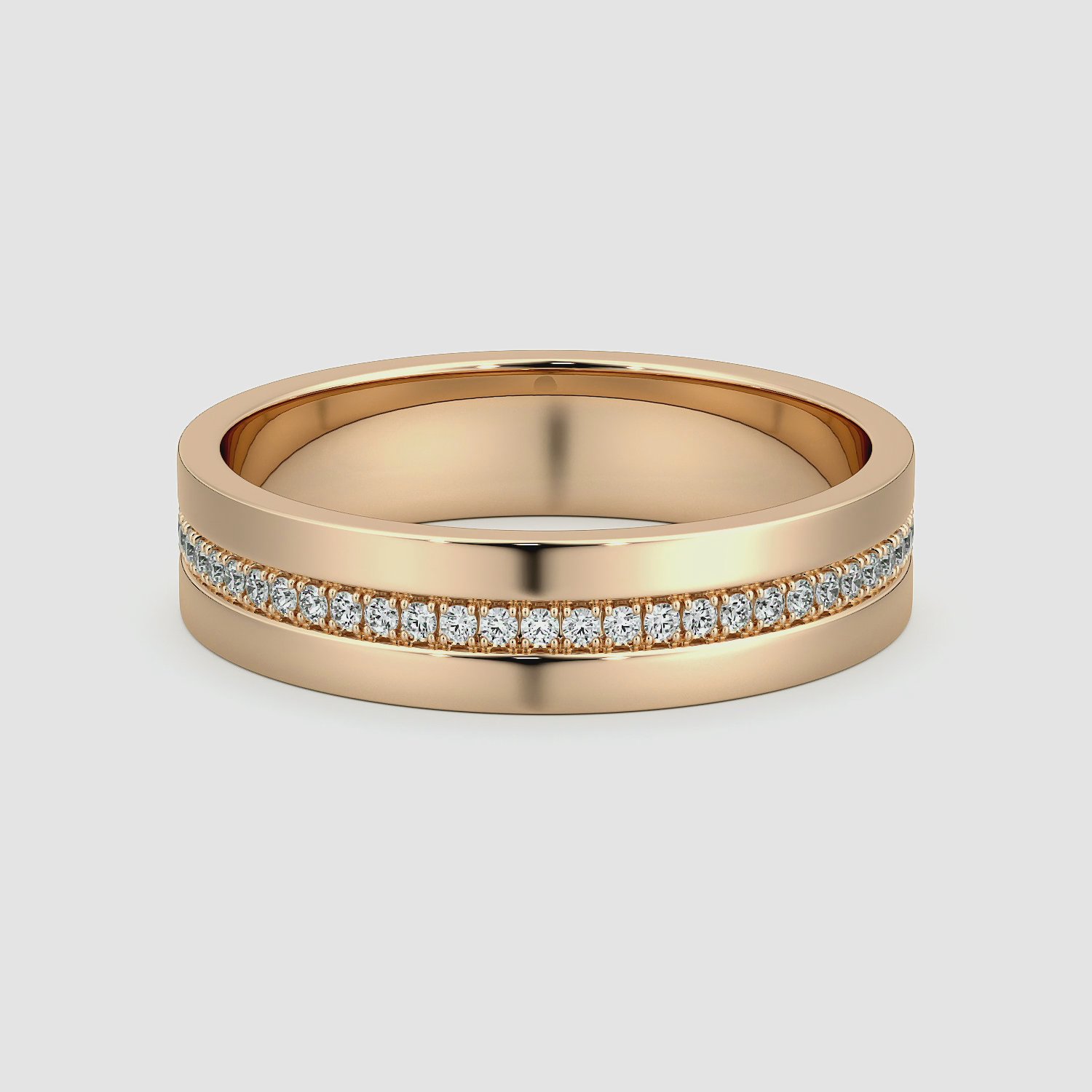 The Pavé Cigar Band | 14k | Rose Gold | bandAccent: Pavé | paveVersion: center