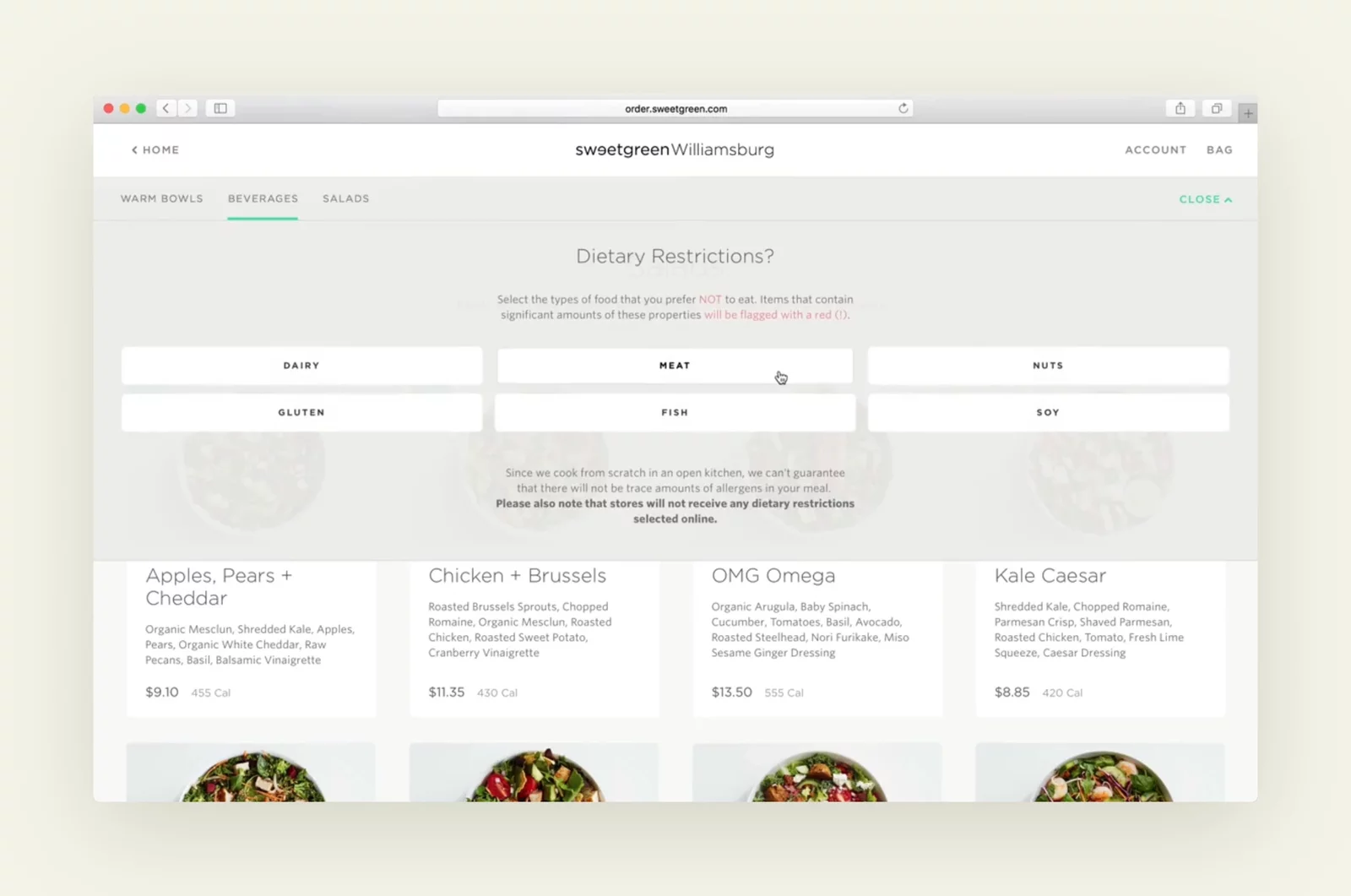 Filters that flag what you're avoiding, run by a CMS that goes down to the individual ingredient.